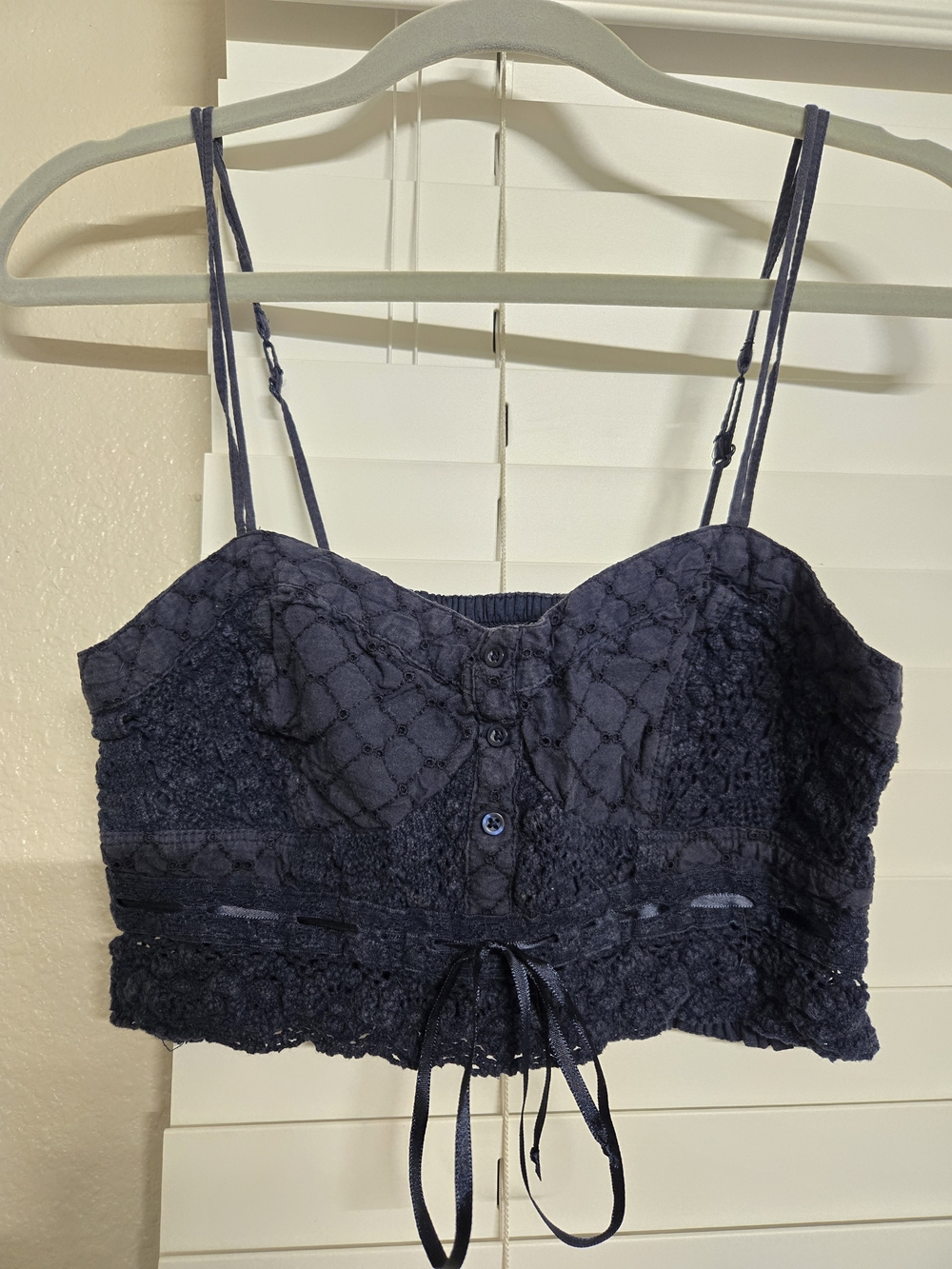 American Eagle Outfitters Navy Lace Crop Cami